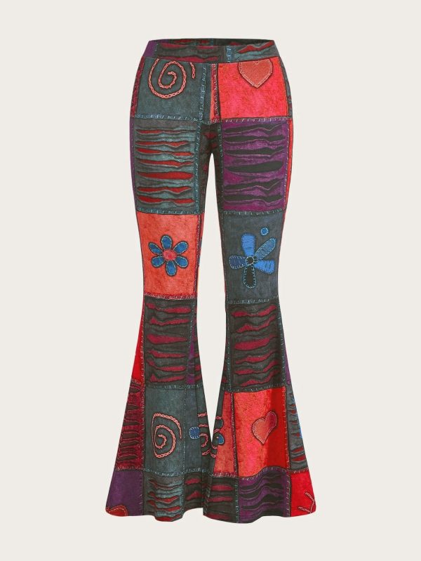 Pattern Abstract Art Style Personality Trend Tight Bootcut Pants - Image 9