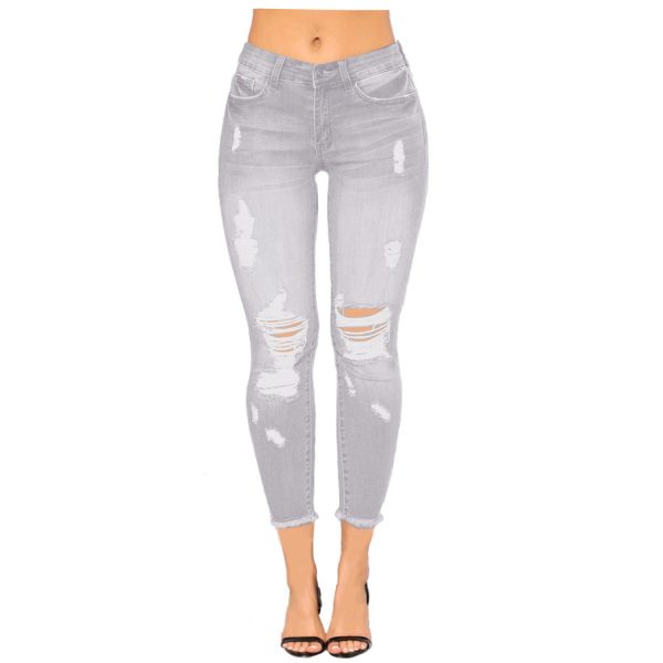 Ripped Denim Women's Pants Tight - Image 4