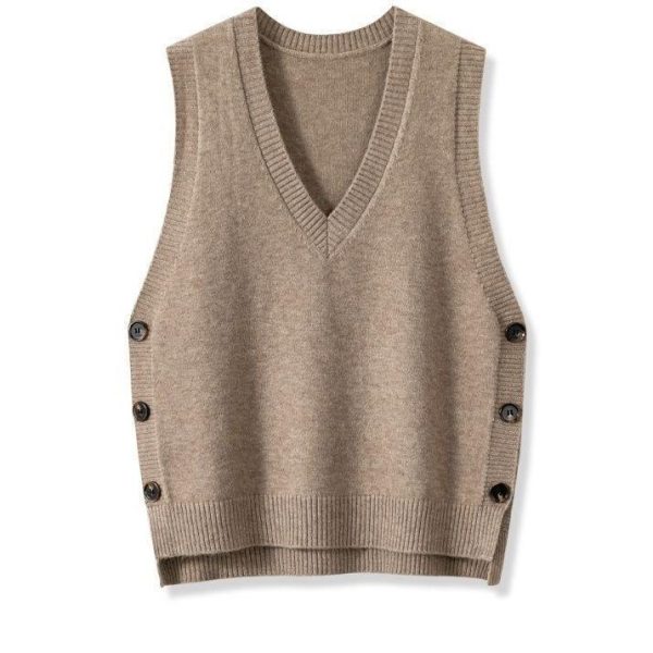 European And American Retro V-neck Knitted Vest Women's Spring Autumn Outerwear - Image 10