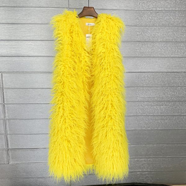 Long  Beach Wool Fur Vest Warm Vest Women's Vest Coat - Image 4