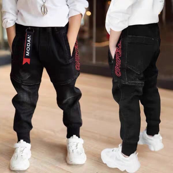 Kids Black Jeans Single Pants Spring And Autumn Boys Pants - Image 3