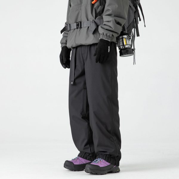 Fleece-lined Ski Pants Windproof Hard Shell Charge Down Wadded Trousers