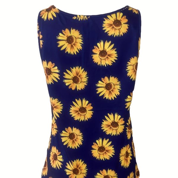 Ladies' Sunflower Print Casual Elegant Style Button Knit Detail Fashionable Vest - Image 2