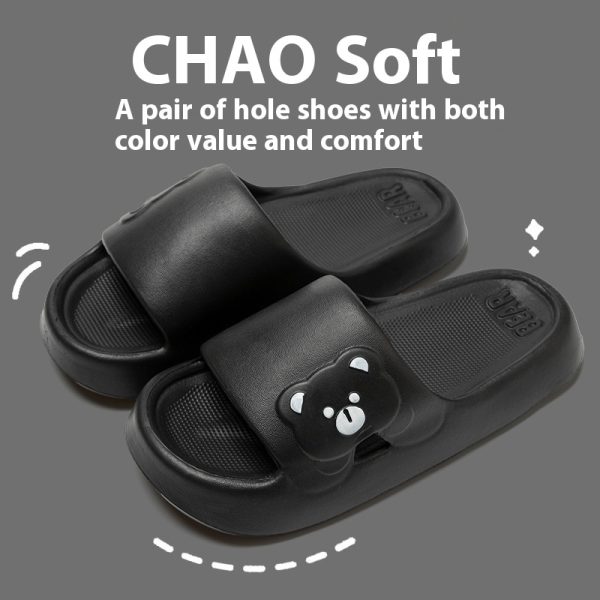 Cute Bear Home Slippers Summer Fashion Thick Bottom Non-slip Bathroom Slipper Women Men Couples Shoes - Image 4