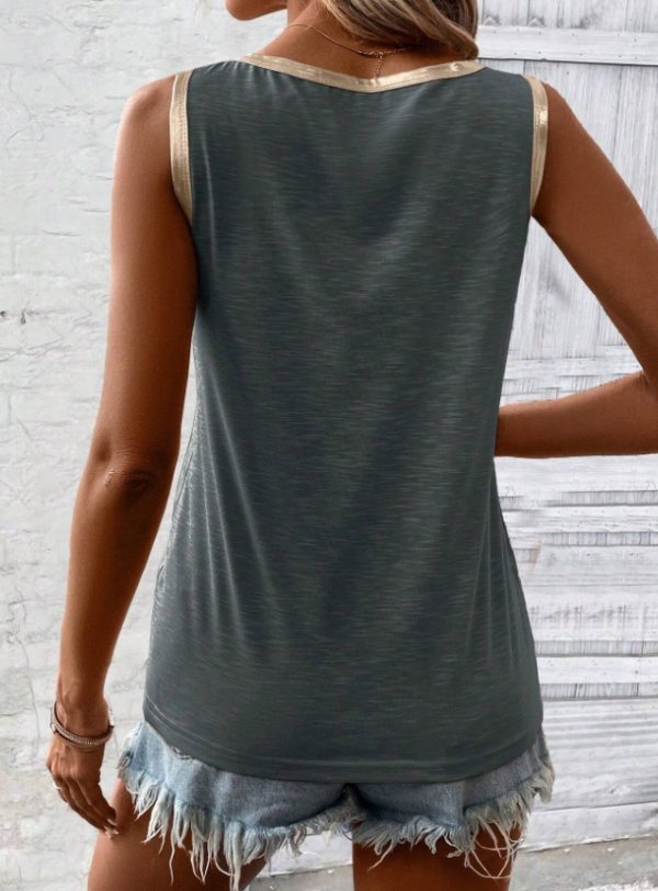 Block Edge Decor Casual Tank Top - Image 5