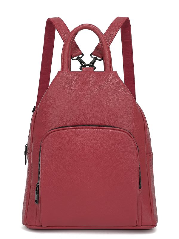 Pu Backpack Practical Soft Leather Zipper Handbag - Image 9