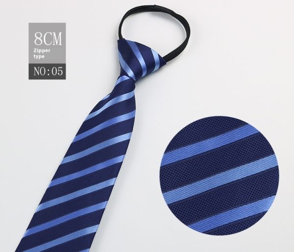 Black Men's Tie Striped Blue Business Tie Lazy Zip Tie In Stock Wholesale Pull Peels - Image 6