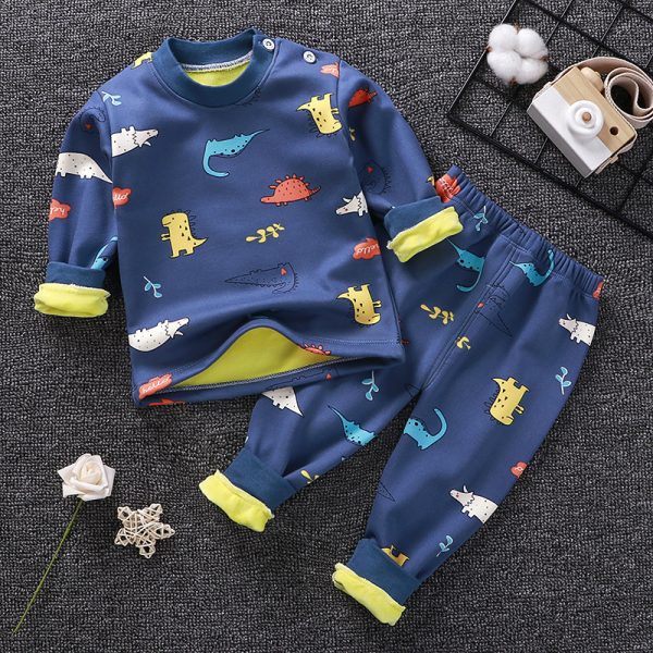 Children's Thermal Underwear Suit Fleece-lined Thickened Boys Girls Autumn Clothing - Image 8