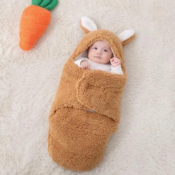 Super Soft Baby Sleeping Bag Fluffy Fleece Newborn Blanket Swaddle Blankets, Unisex Baby Wrap For Newborn Baby Boys Girls With Head-Protecting & Head-Supporting Function, Wearable Swaddle Sleep Sack - Image 9