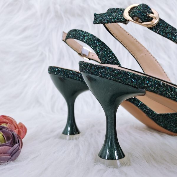 Cross-border Ladies Party Shoes Bag Set Handmade Leaf Decorative Wine Glass Heel - Image 5