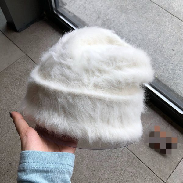 Plush Gentle Rabbit Fur Knitted Pile Heap Cap - Image 3