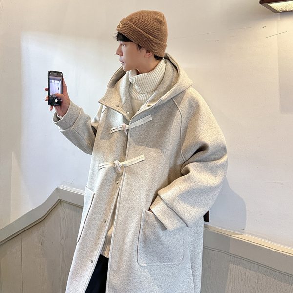 Autumn Winter Japanese Hoodie Woolen Trench Coat - Image 3