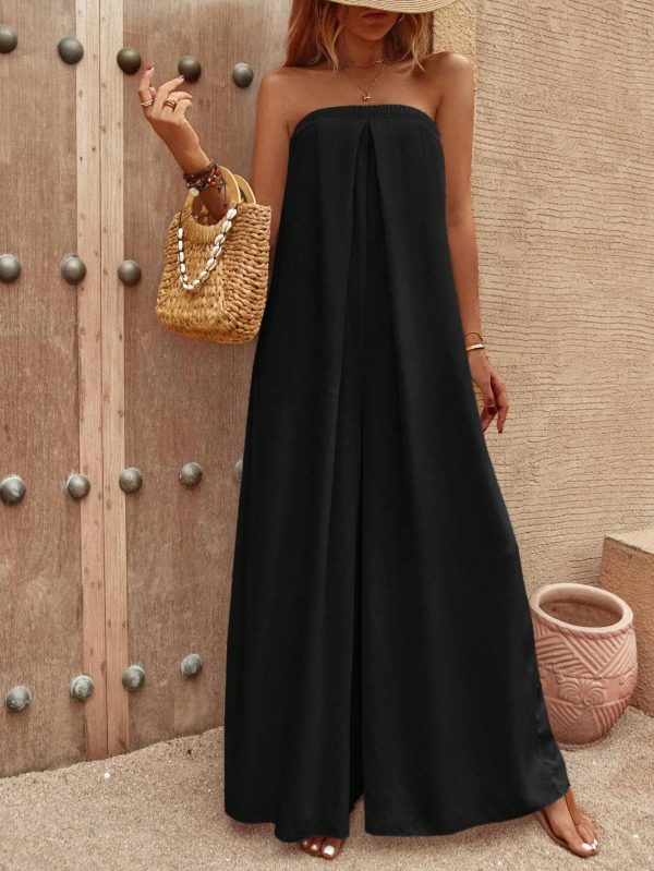 Solid Wide Leg Tube Jumpsuit - Image 5