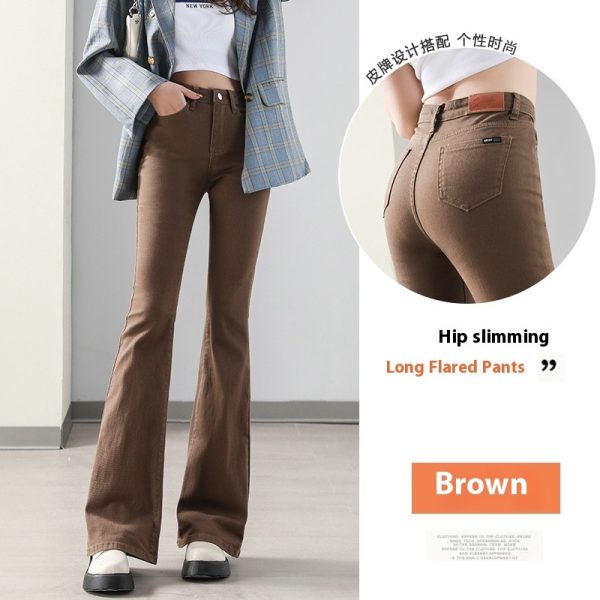 Weila Fleece Padded Jeans Female High Waist Flared Pants - Image 9