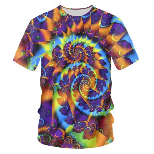 3D Colorful Psychedelic Digital Printing Floral Sweat-wicking Breathable Short Sleeve Casual T-shirt - Image 3