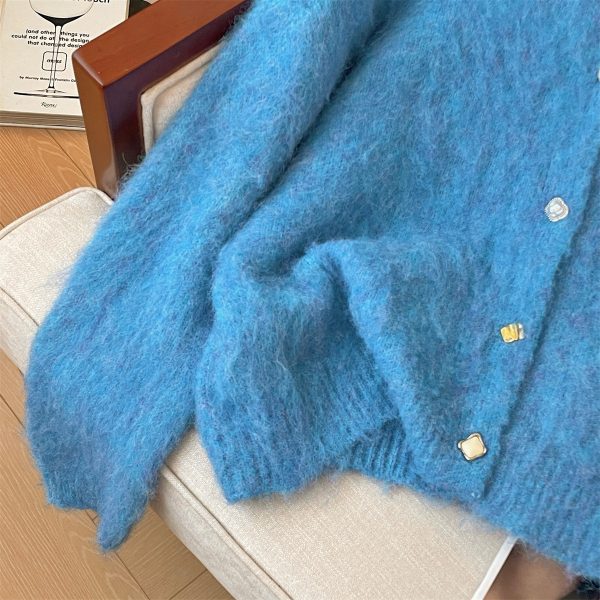 Soft And Comfortable Loose Mohair Cardigan Women - Image 3