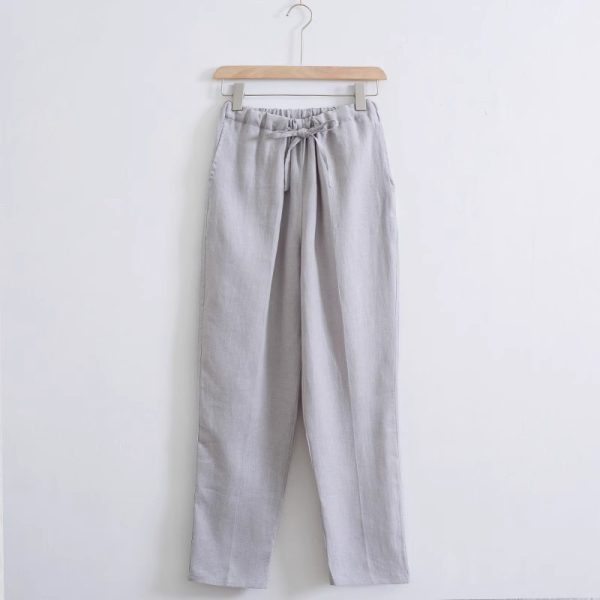 Lightweight Breathable Summer Plus Size Loose Straight Wide Leg Cotton And Linen Casual Pants - Image 7