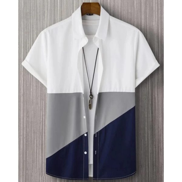 Fashion Trendy Men's Shirt Digital Printing Casual Breathable Stand Collar Short Sleeve - Image 3