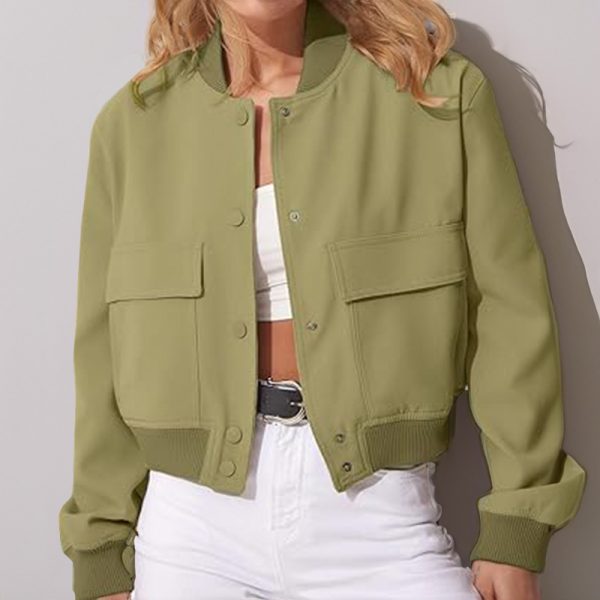 Stand Collar Large Pocket Women's Jacket Coat - Image 7