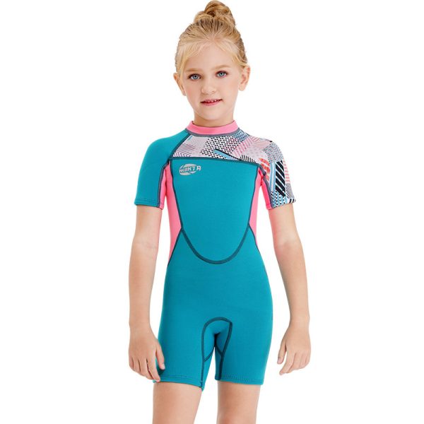 Girls Snorkeling, Surfing, Sunscreen And Cold-Proof Autumn And Winter Short-Sleeved Swimwear - Image 4