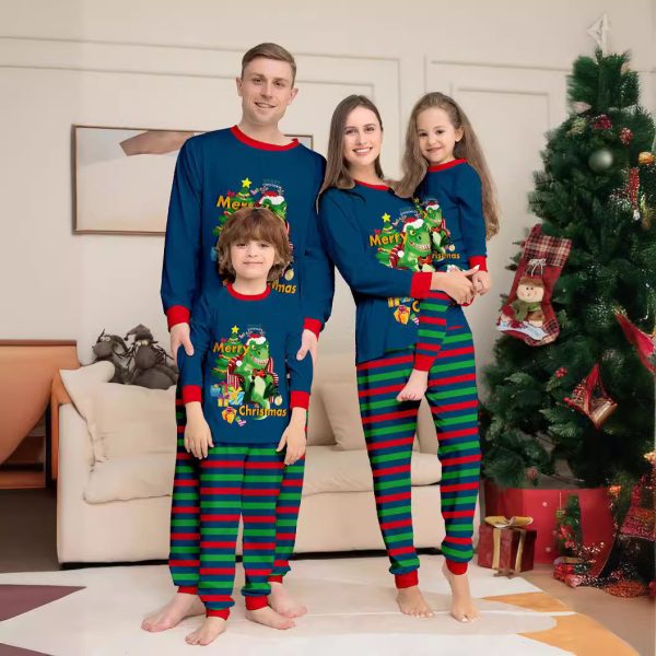 Tyrannosaurus Letter Christmas Tree Printing Parent-child Suit Pajamas - Image 2