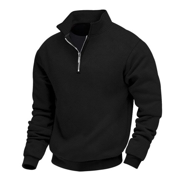 Lapel Zipper Men's Loose-fitting Casual Pullover - Image 8