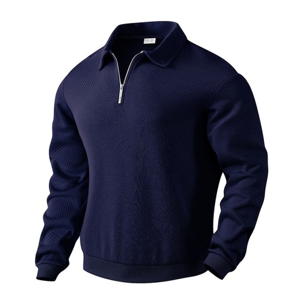 Lapel Zipper Men's Loose-fitting Casual Pullover - Image 2