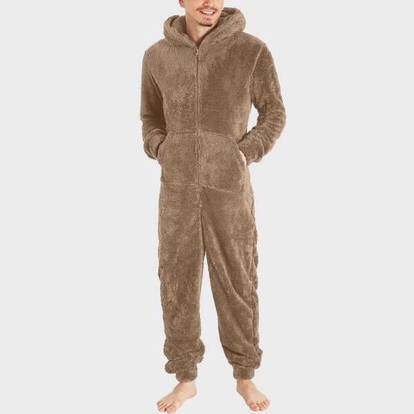 Men's Fashion Zipper Thermal Plush Jumpsuit Thermal Pajamas - Image 6