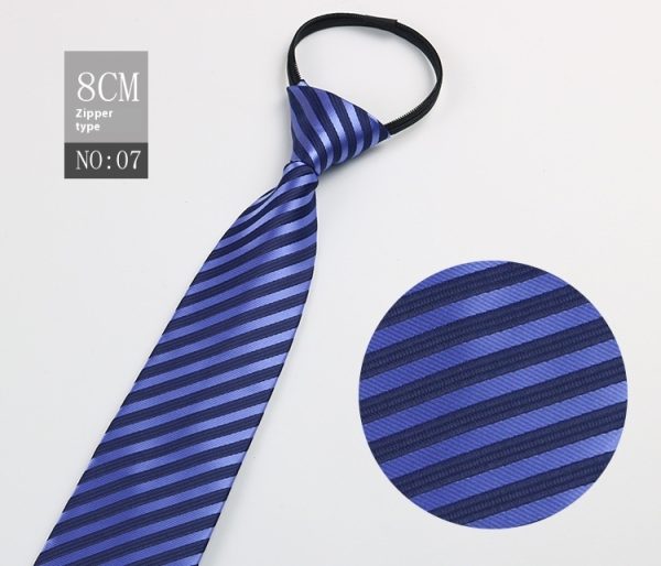 Black Men's Tie Striped Blue Business Tie Lazy Zip Tie In Stock Wholesale Pull Peels - Image 8