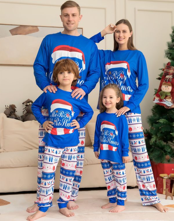 Matching Family Pajamas Sets Christmas PJ's Letter Print Top And Plaid Pants Jammies Sleepwear - Image 4