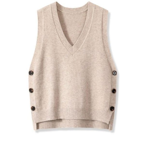 European And American Retro V-neck Knitted Vest Women's Spring Autumn Outerwear - Image 7