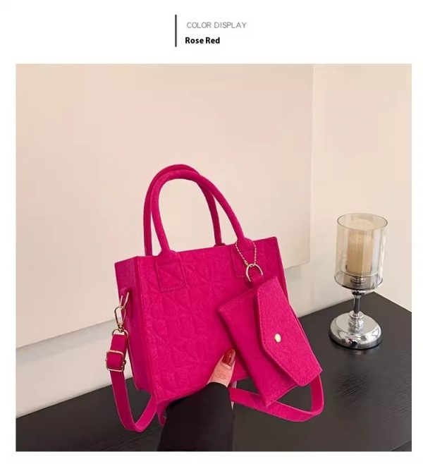 Simple Small Handbag Women's Fashion Felt One Shoulder Combination Bags - Image 6