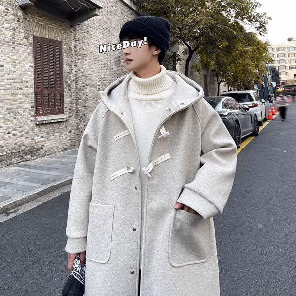 Autumn Winter Japanese Hoodie Woolen Trench Coat - Image 6