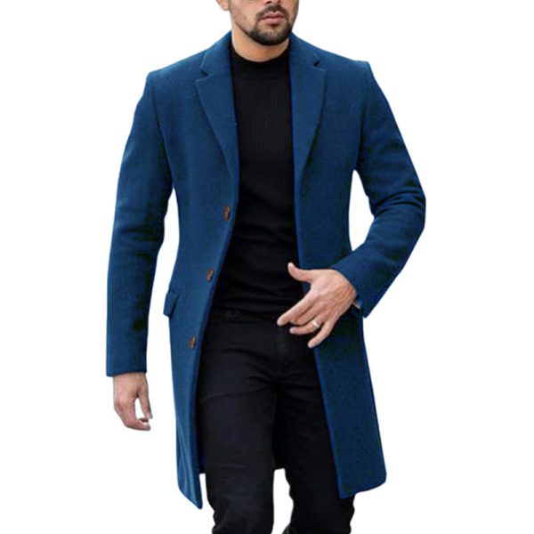 Single-breasted Cardigan Woolen Coat Men's Coat - Image 2