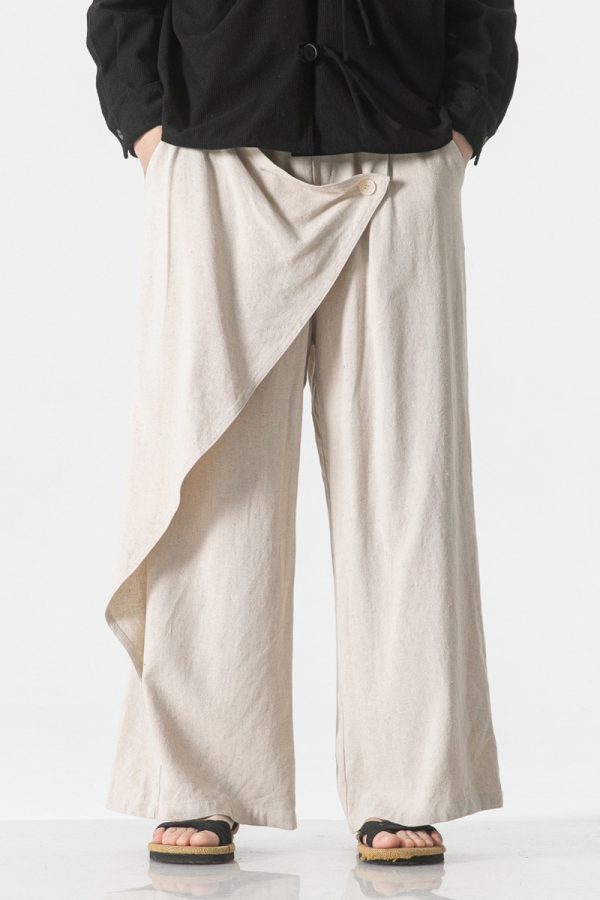 Cotton And Linen Casual Trousers Retro Plus Size Fashion Linen Men's Wide Leg Pants - Image 4