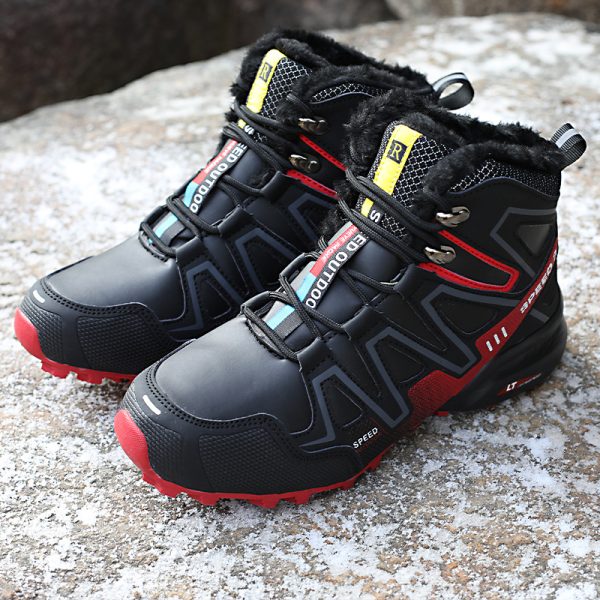 Winter Outdoors Snow Boots High-top Velvet Thermal Off-road Thickened Lightweight Mountaineering Men's Cotton Shoes - Image 3