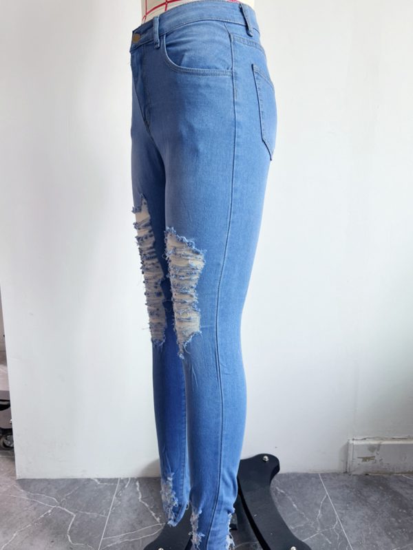 Ripped Denim Skinny Pants Women - Image 5