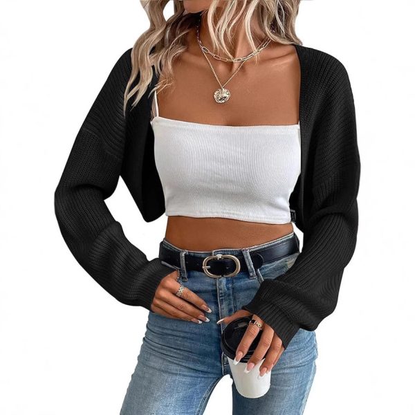 European And American Knitwear Women's Cardigan Shawl Long-sleeved Knitted Short Top - Image 4