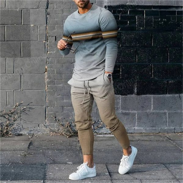 Men's 3D Digital Printing Loose Casual Long Sleeves Trousers Suit - Image 4