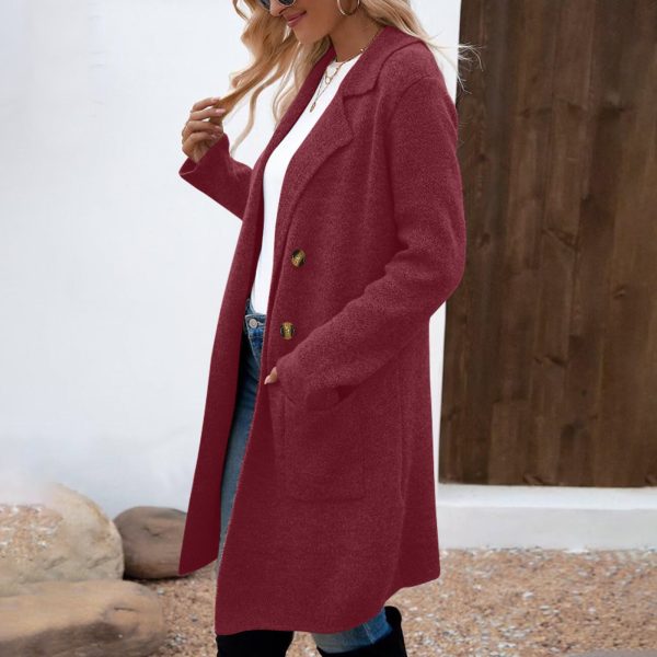 Women's Fashionable All-match Mid-length Woolen Coat Suit Jacket - Image 10