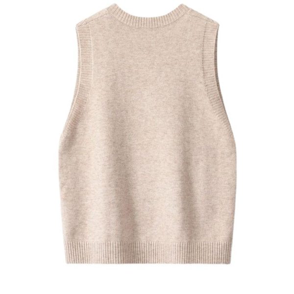 European And American Retro V-neck Knitted Vest Women's Spring Autumn Outerwear - Image 6