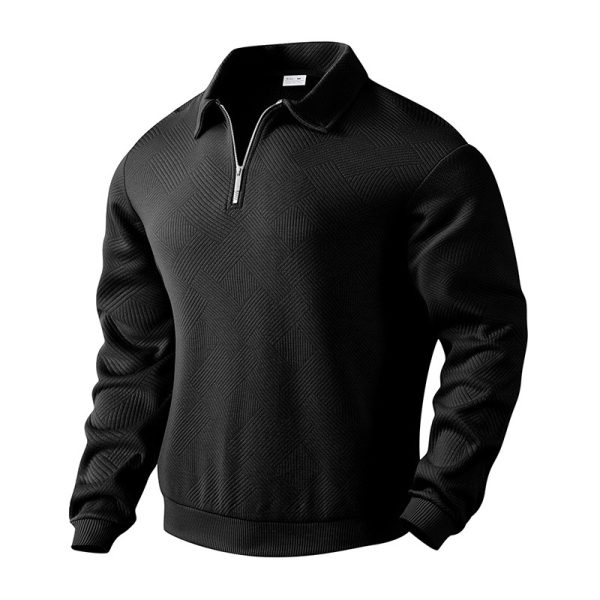 Lapel Zipper Men's Loose-fitting Casual Pullover - Image 5