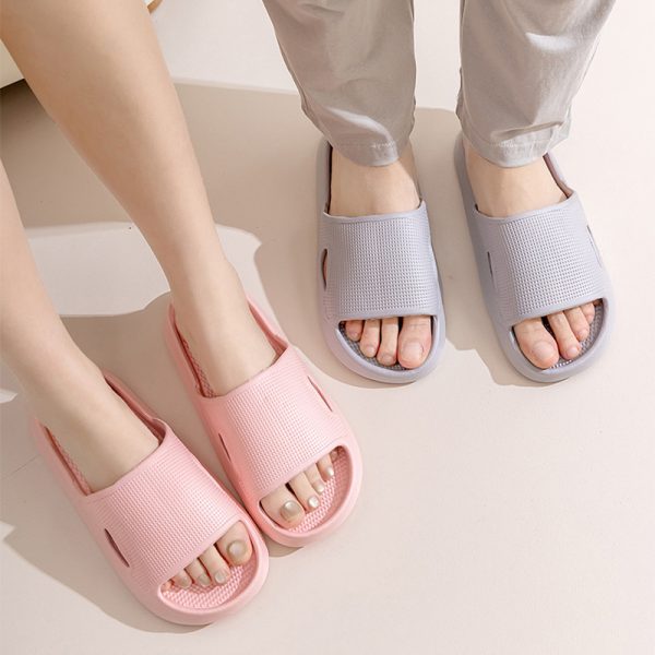 Solid Color Thick Bottom Home Slippers Summer Non-slip Floor Bathroom Slipper Women Men Couples Shoes - Image 5