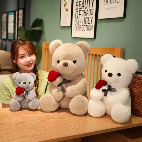 23-45cm New Lovely Hug Roses Teddy Bear Plush Pillow Stuffed Soft Animal Dolls Nice Birthday Gift Girlfriend Valentine's Day - Image 6