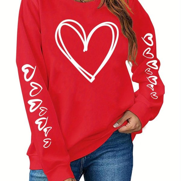 Valentine's Day Comfortable Plus Size Red Sweatshirt