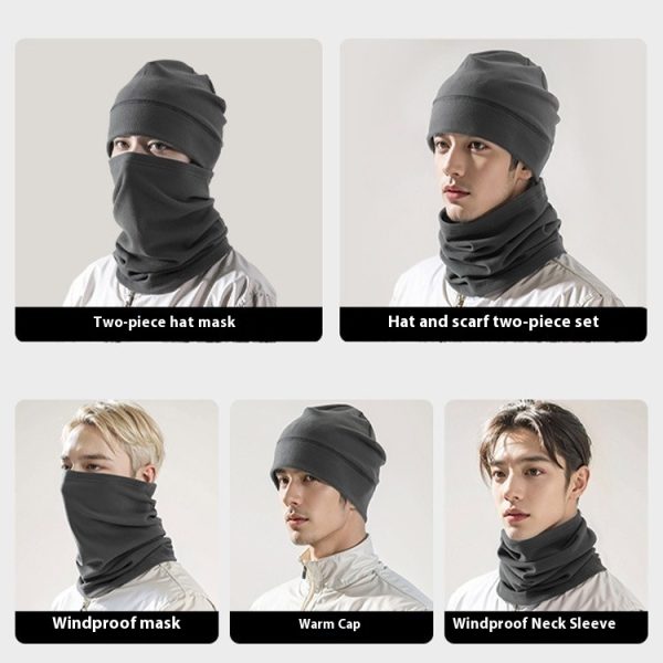 Dralon Hat Men's Winter Wind Mask Hat Neckerchief Cover Two-piece Set Cycling Bag Headgear Ear Protection - Image 4