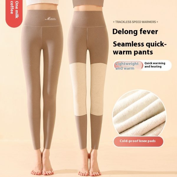 Winter High Waist Knee-pad Leggings Fashion Warm Double-sided Frosted Pants Solid Slim Trousers Women Clothing - Image 8