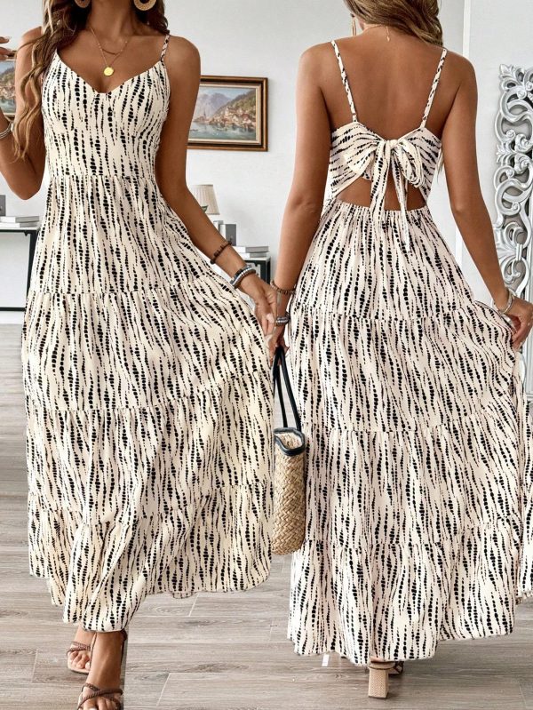 Women's Bohemian Style Suspender Stitching Dress Long Dress Maxi Vacation Beach Outfit - Image 2