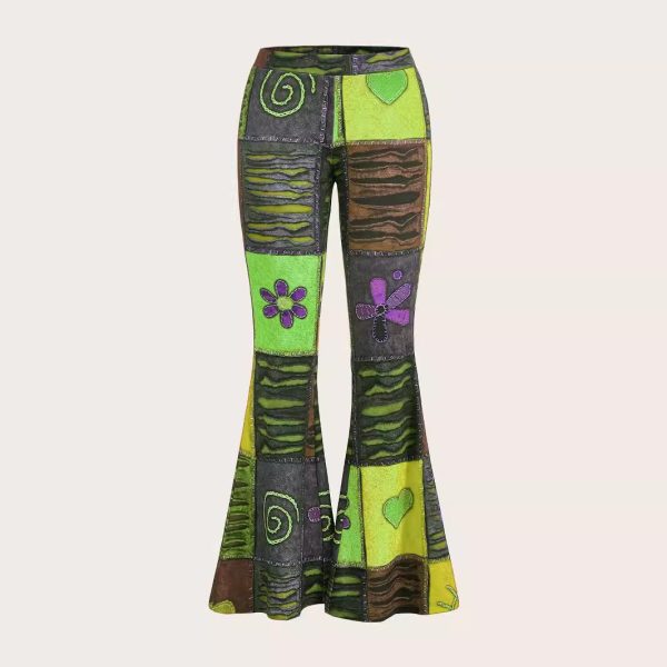 Pattern Abstract Art Style Personality Trend Tight Bootcut Pants - Image 4