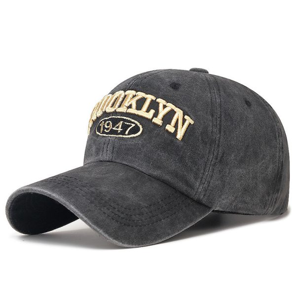 Spring And Summer Sun Protection Men's Retro Washed Letters Embroidered Peaked Cap - Image 6